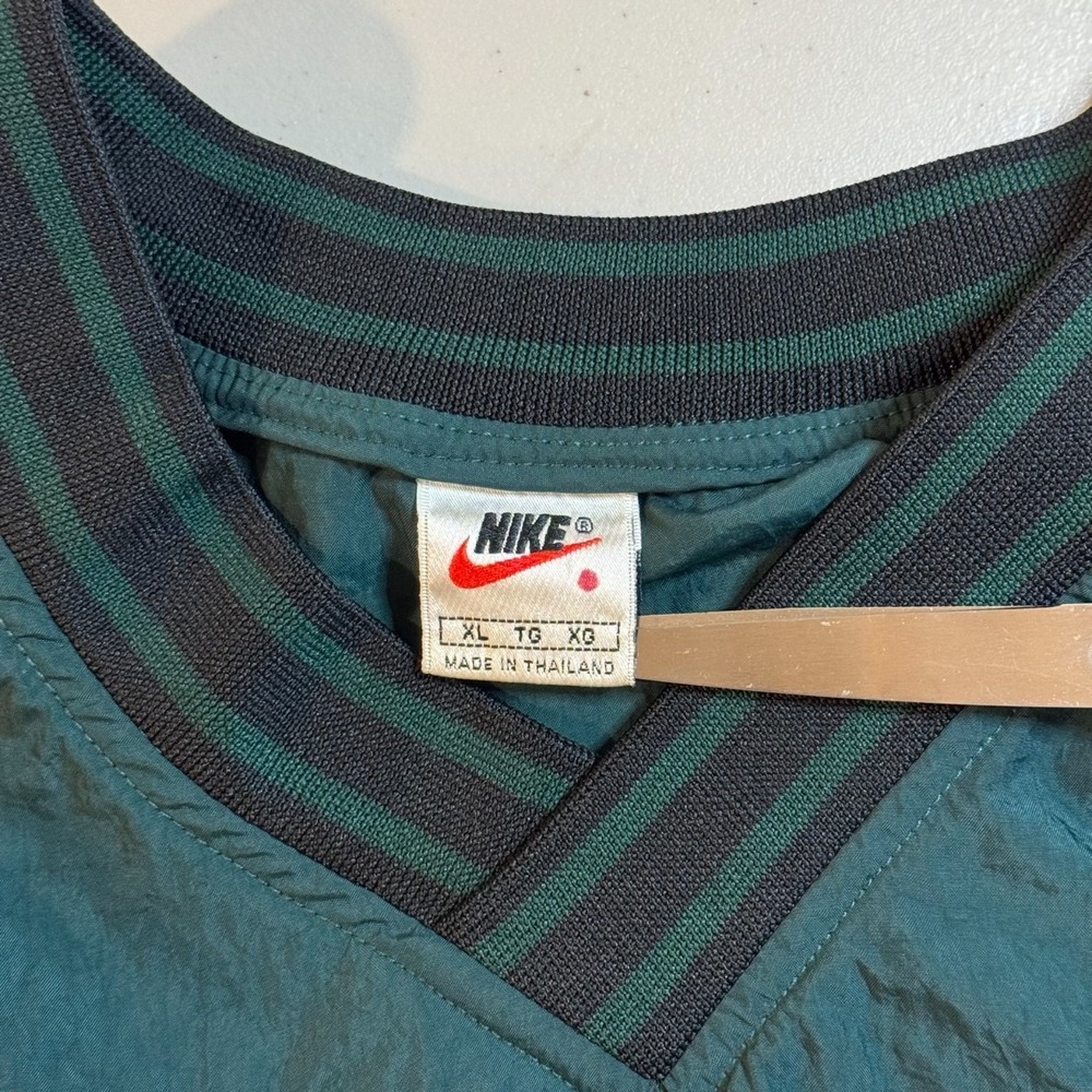 VTG Nike Green V Neck‎ Golf Casual Swoosh Pullover Windbreaker Sweatshirt Men XL - Picture 4 of 11